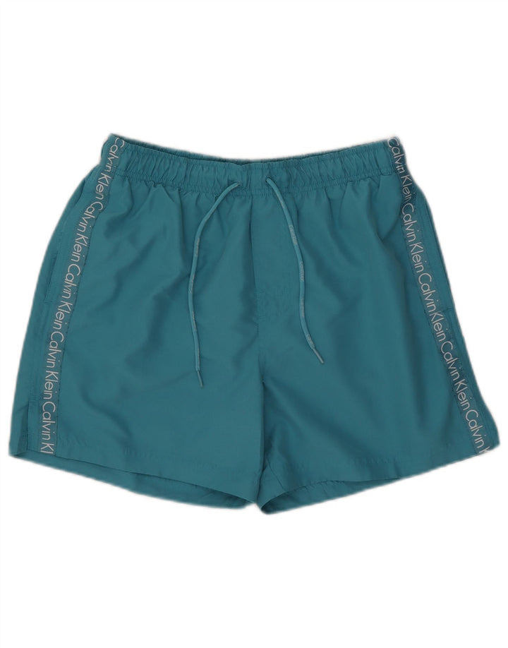Pantaloncini da bagno grafici da uomo Calvin Klein poliestere blu medio