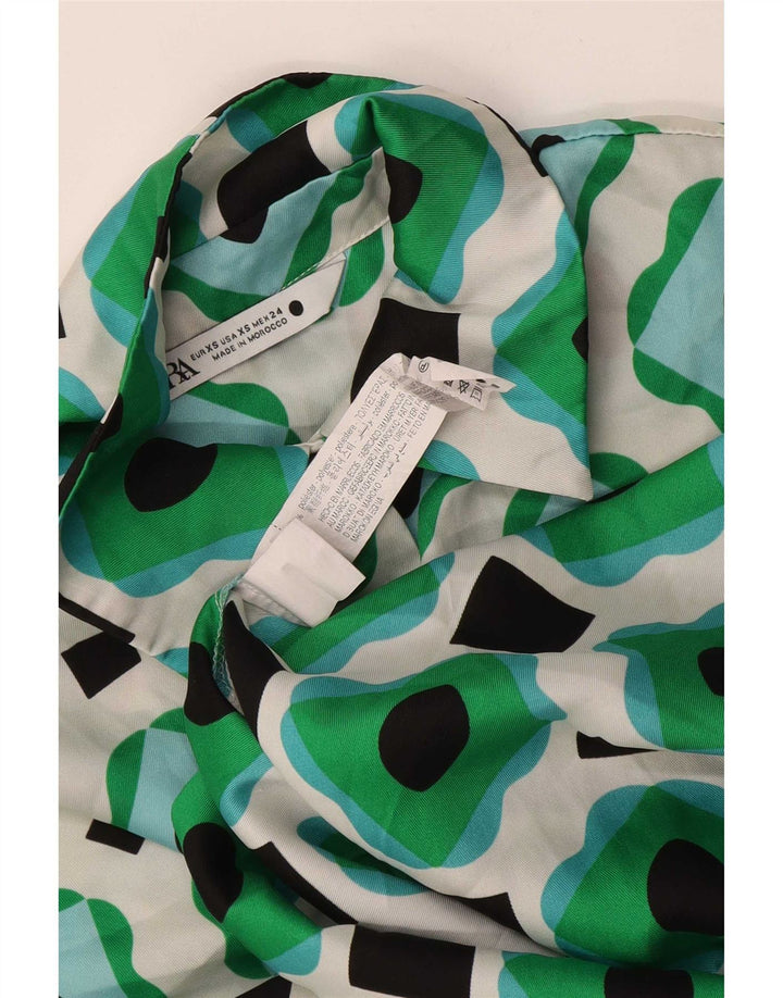 Camicetta camicia oversize da donna Zara UK 6 XS poliestere geometrico verde