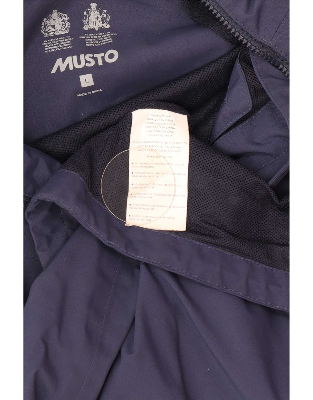 Giacca antipioggia da uomo con cappuccio Musto UK 40 grande poliestere blu navy
