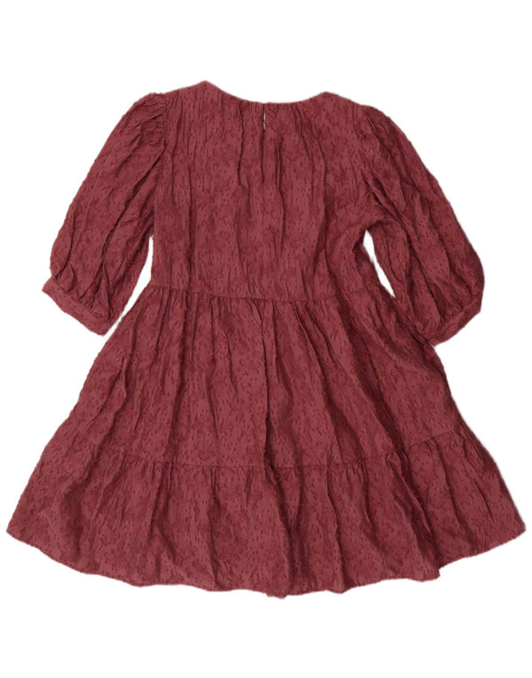 Abito a trapezio con maniche a 3/4 da donna Zara UK 6 XS rosa floreale in viscosa bohémien