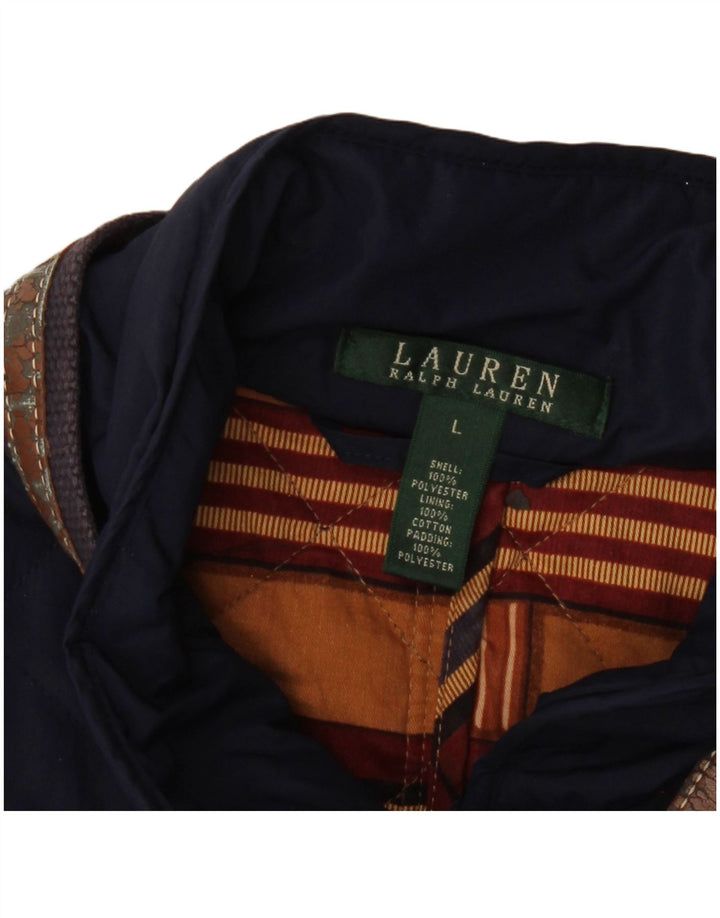 Giacca trapuntata da donna Ralph Lauren UK 16 grande poliestere blu navy