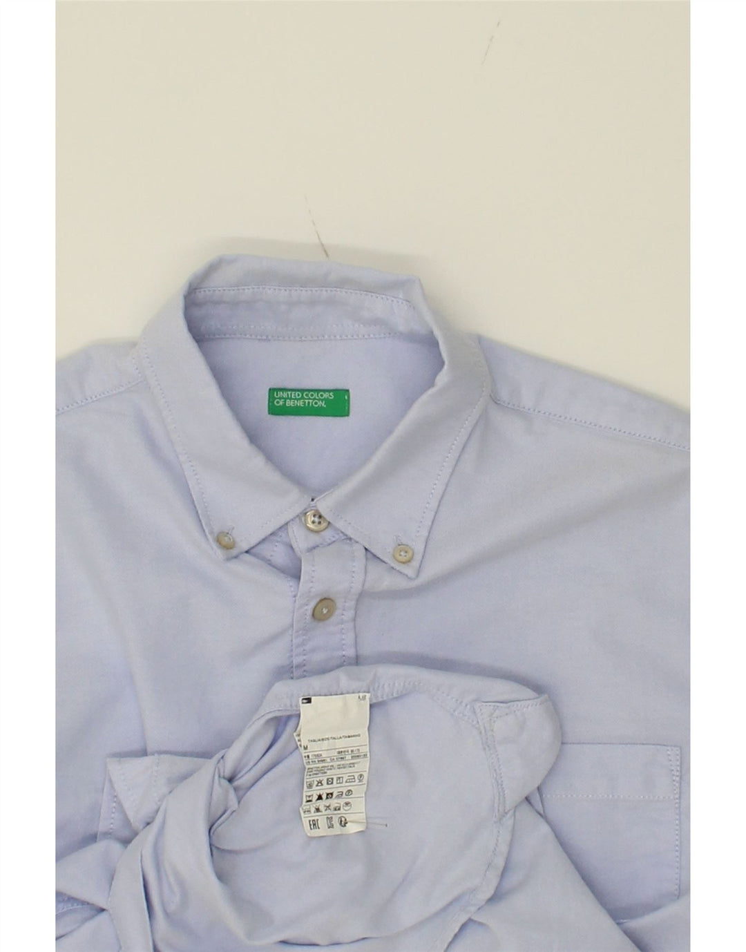 BENETTON Mens Shirt Medium Blue Cotton Vintage Benetton and Second-Hand Benetton from Messina Hembry 