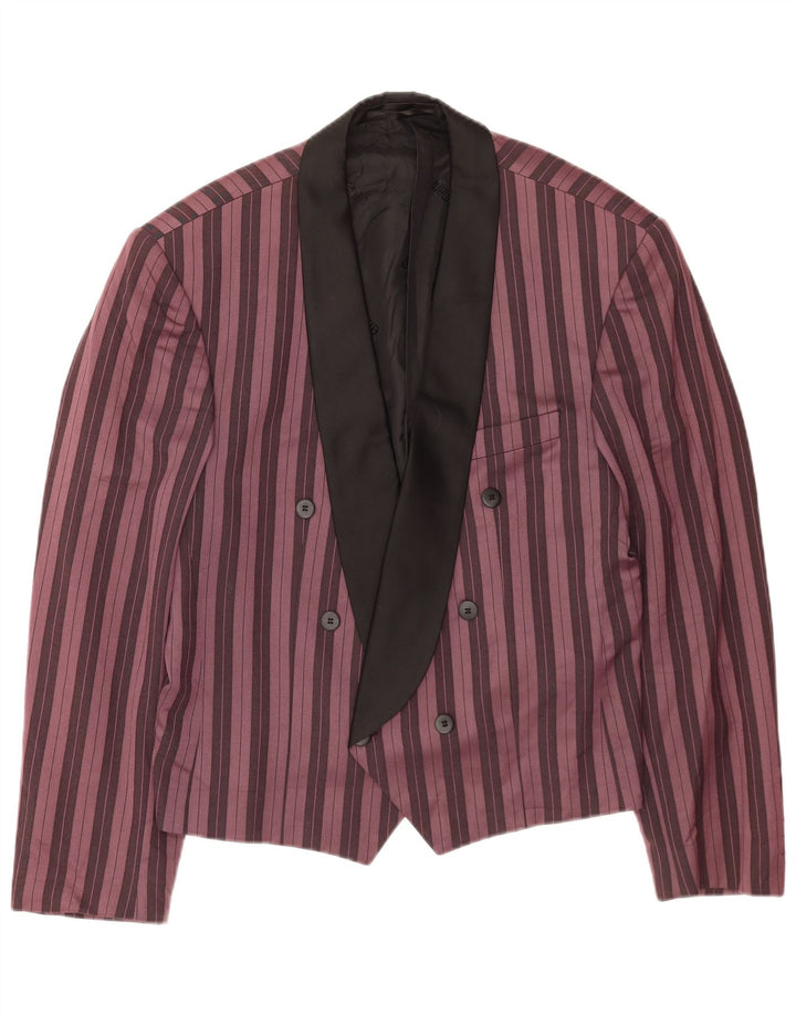 Giacca blazer doppiopetto vintage da uomo UK 40 a righe grandi viola