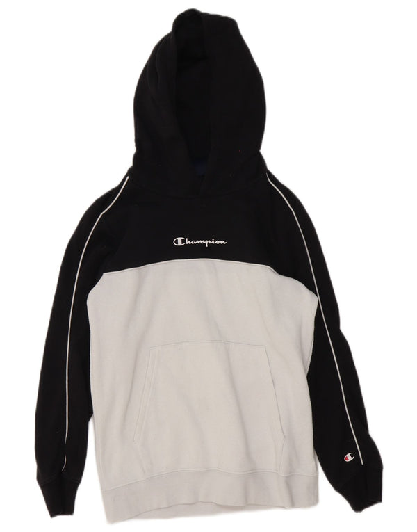 Felpa con cappuccio Champion da bambino, 11-12 anni, in cotone color block bianco grande
