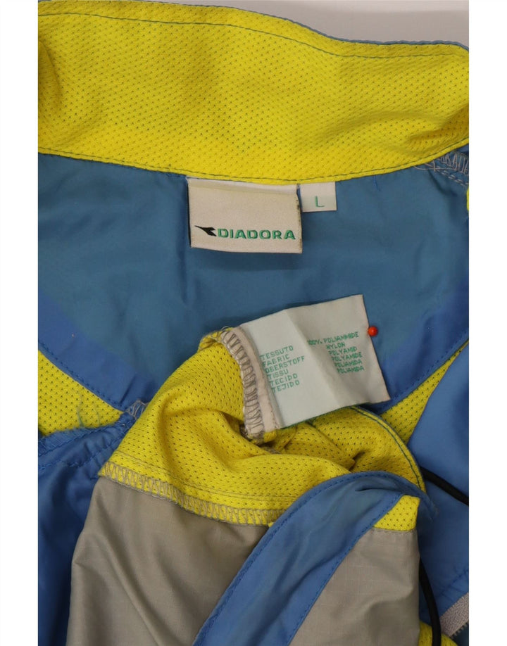 DIADORA Giacca da tuta grafica da uomo Large Blu Colourblock in poliammide