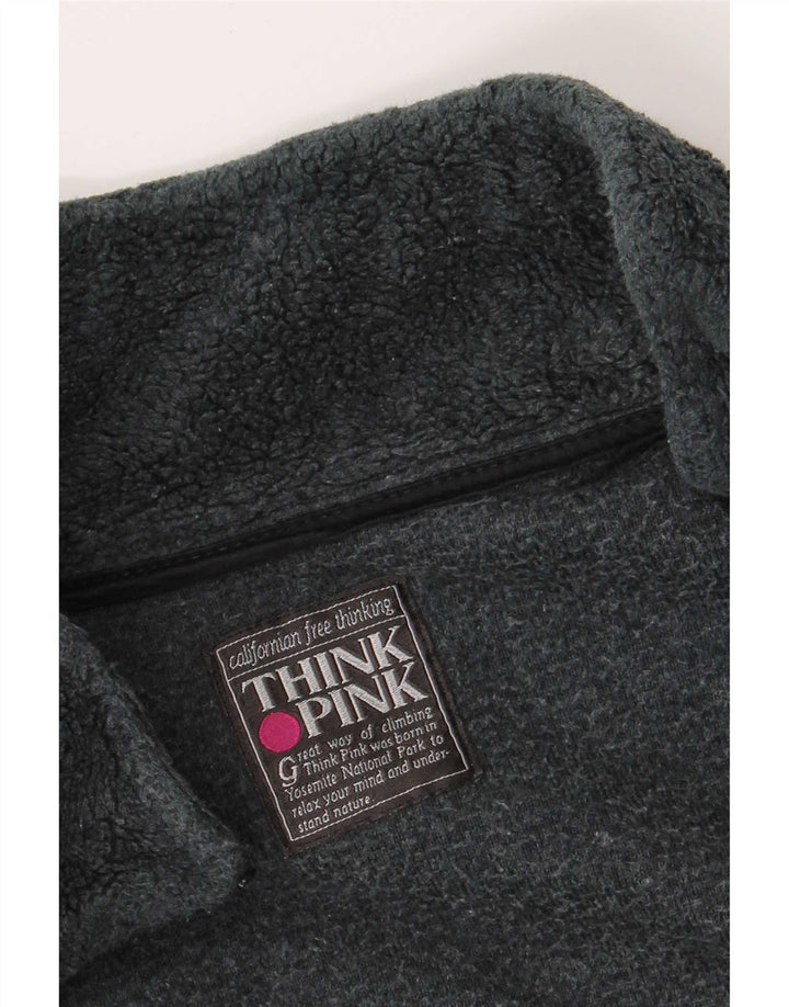 Giacca in pile da uomo Think Pink UK 42 XL Poliestere geometrico grigio