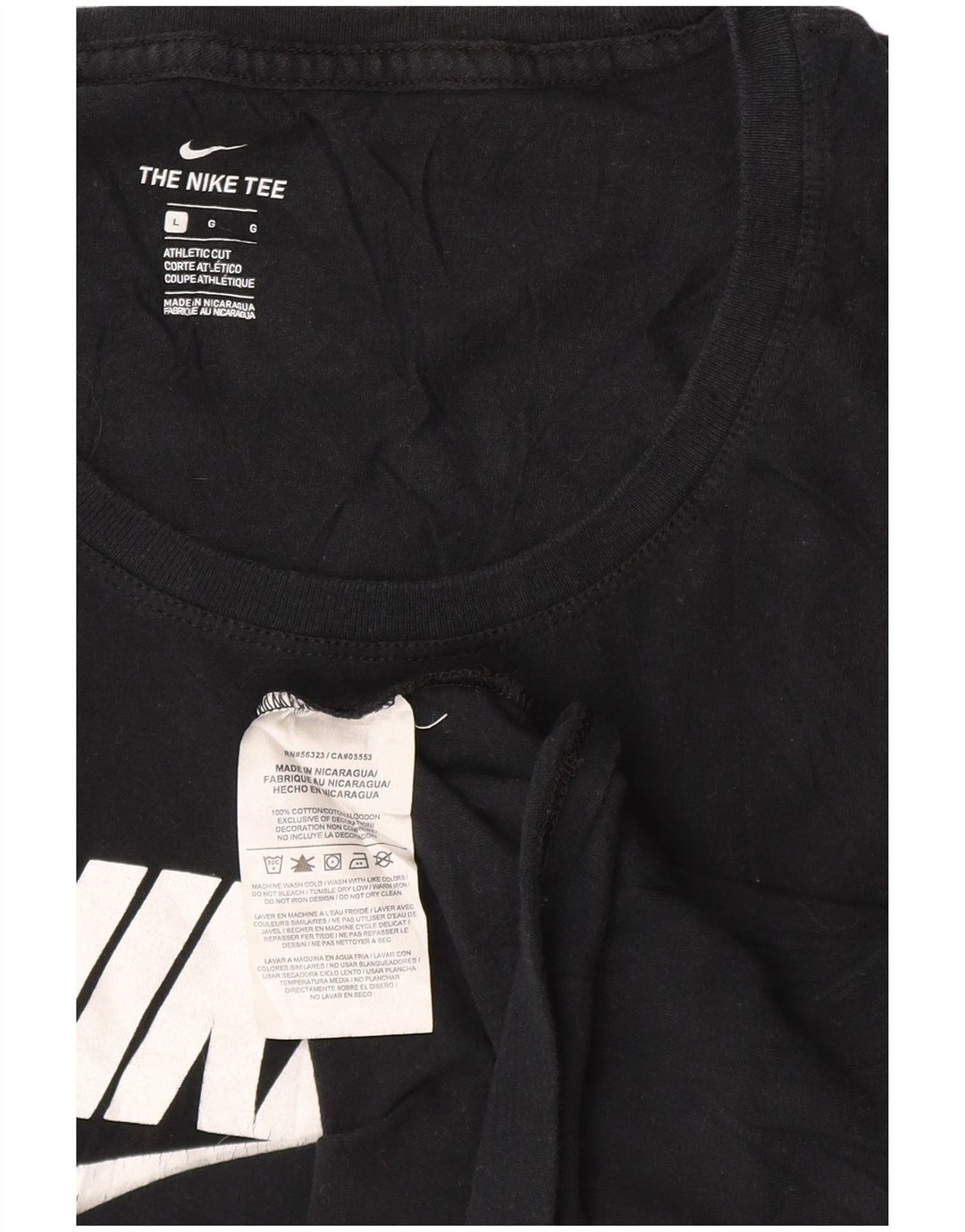 NIKE T-shirt grafica da donna con taglio atletico Top UK 16 Large in cotone blu navy