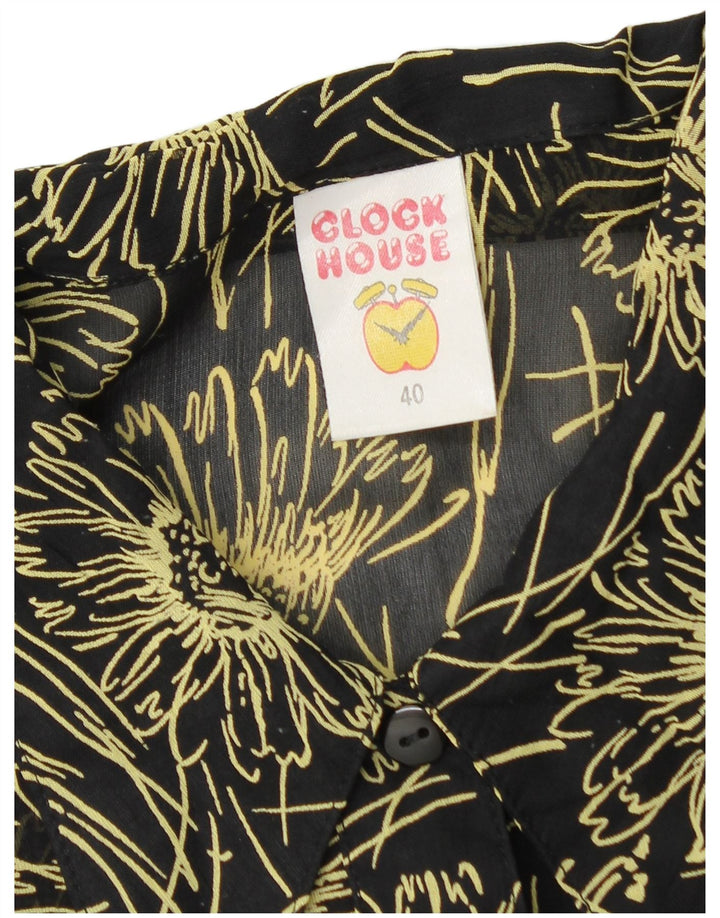 CLOCK HOUSE Camicia a maniche corte da donna Camicetta IT 40 Piccola floreale nera