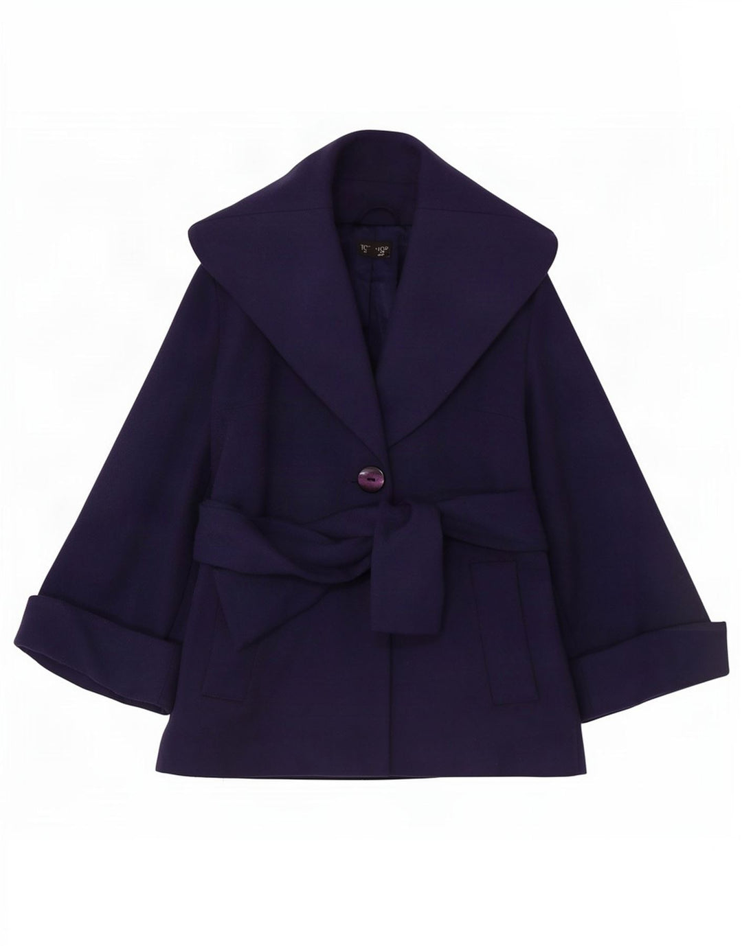 Soprabito corto oversize da donna Topshop UK 8 piccolo in lana blu navy