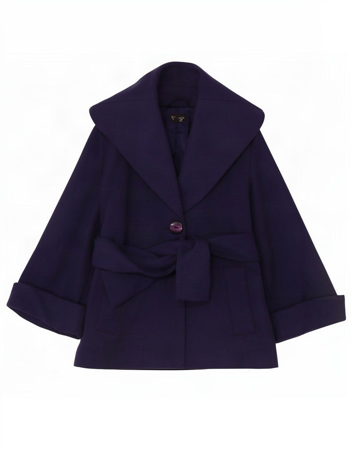 Soprabito corto oversize da donna Topshop UK 8 piccolo in lana blu navy