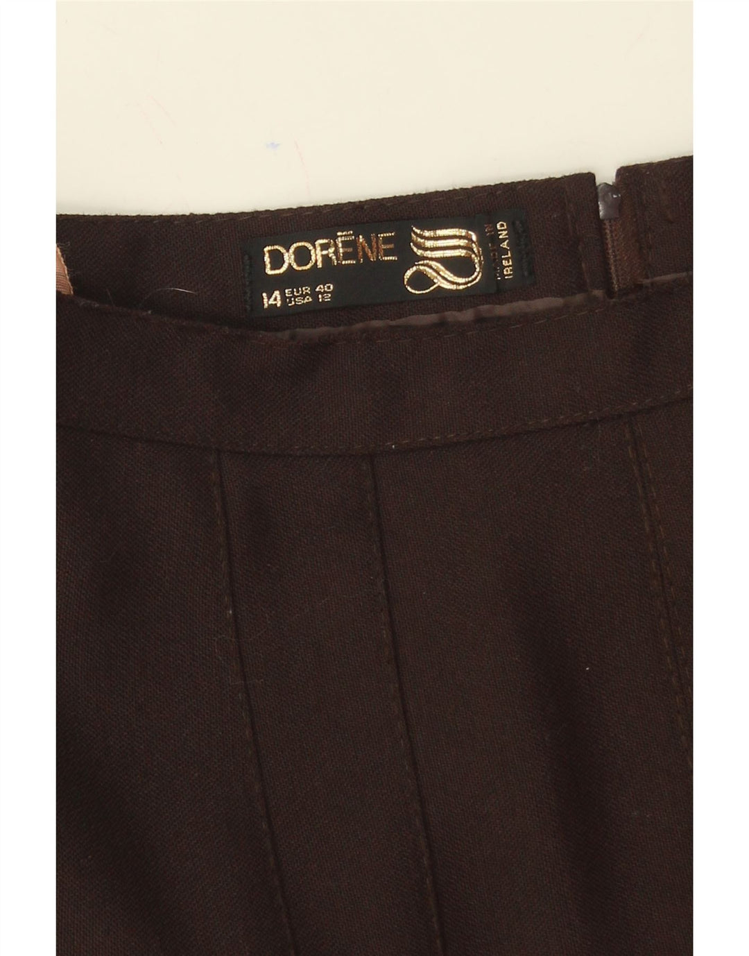 DORENE Womens A-Line Skirt UK 14 Medium W28  Brown Viscose Vintage Dorene and Second-Hand Dorene from Messina Hembry 
