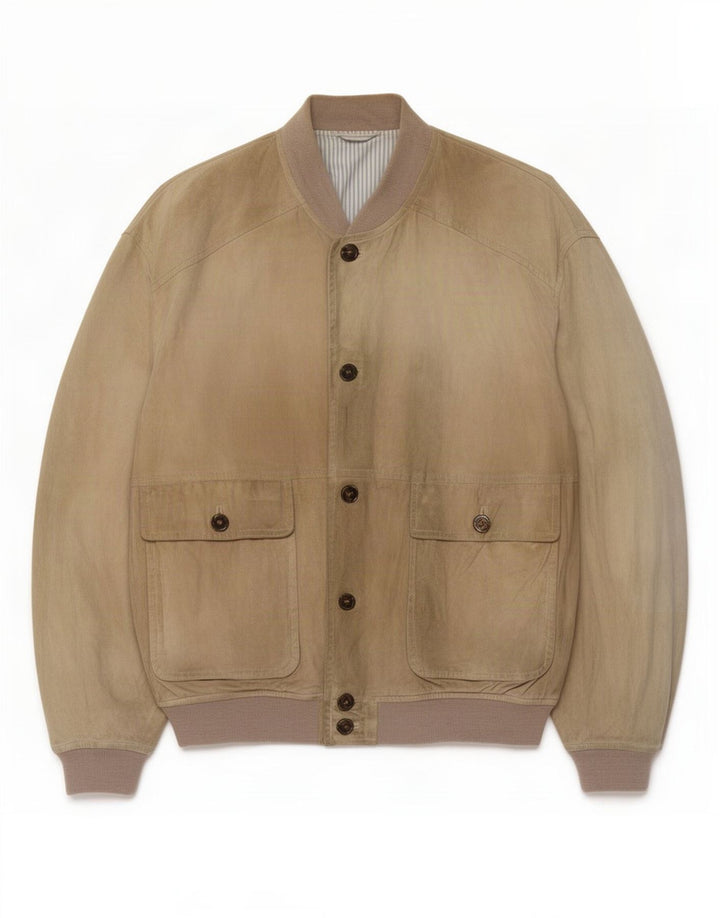 Giubbotto bomber in pelle scamosciata vintage da uomo UK 38 in pelle beige media