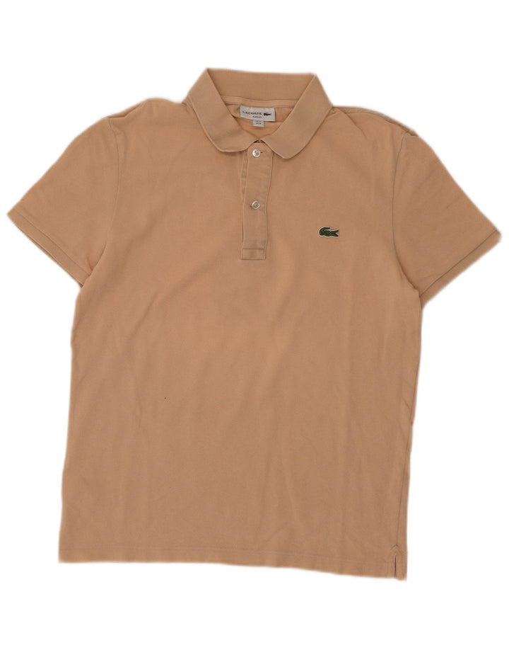 Polo da uomo slim fit Lacoste taglia 4 in cotone beige medio