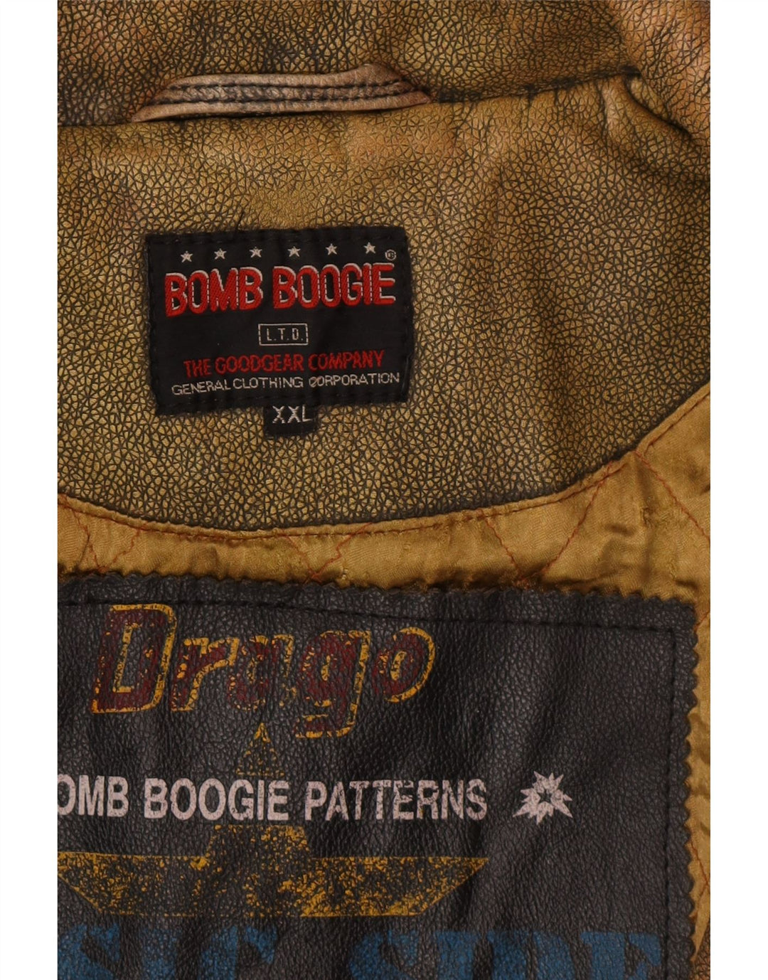 BOMB BOOGIE Giacca in pelle da uomo UK 44 2XL Motociclista in pelle marrone