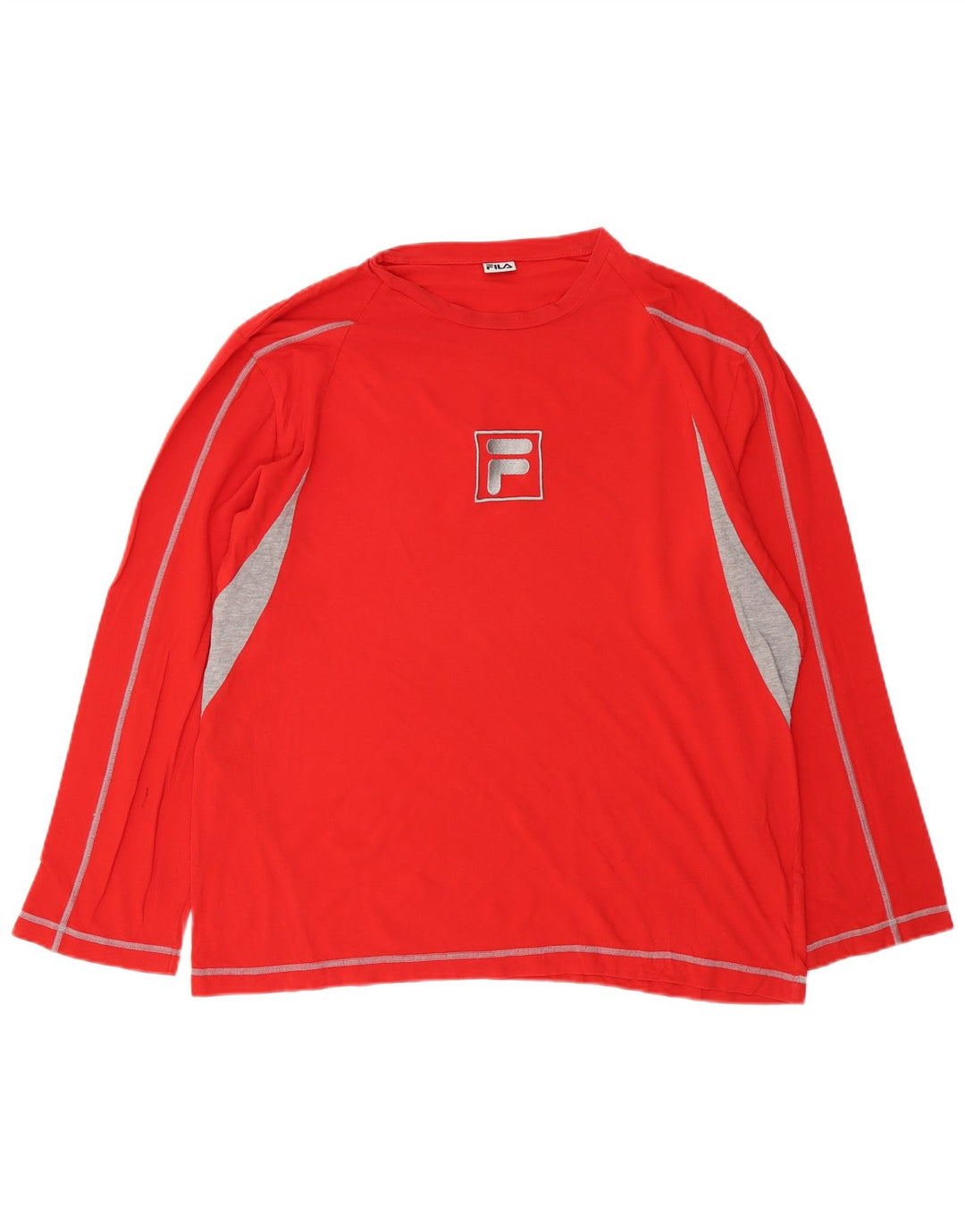 FILA Top grafico da uomo a maniche lunghe in cotone color block rosso grande