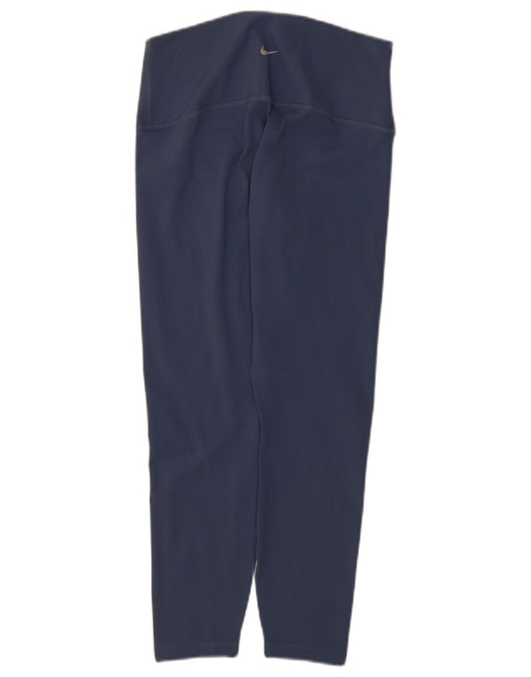 Nike Womens Dri Fit Leggings UK 14 Large  Navy Blue Polyester