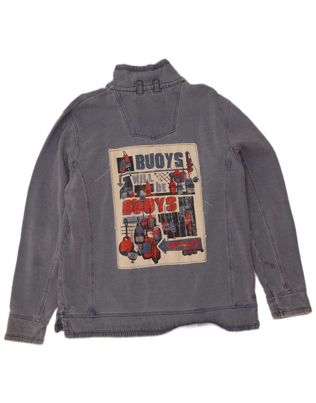 Felpa da uomo con collo con zip Fat Face, maglione grande, cotone blu