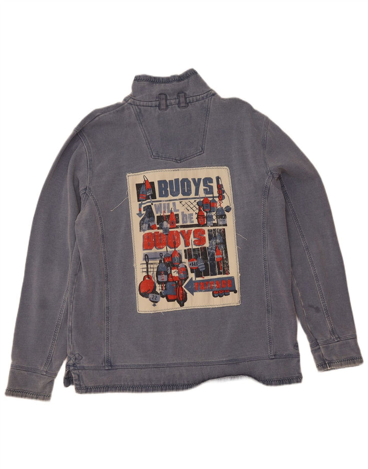 Felpa da uomo con collo con zip Fat Face, maglione grande, cotone blu