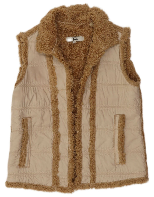 Gilet Sherpa da donna Tadashi UK 10 piccolo in viscosa beige
