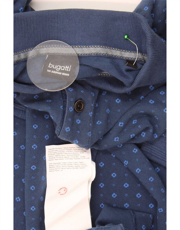 Polo Bugatti da uomo in cotone maculato blu medio
