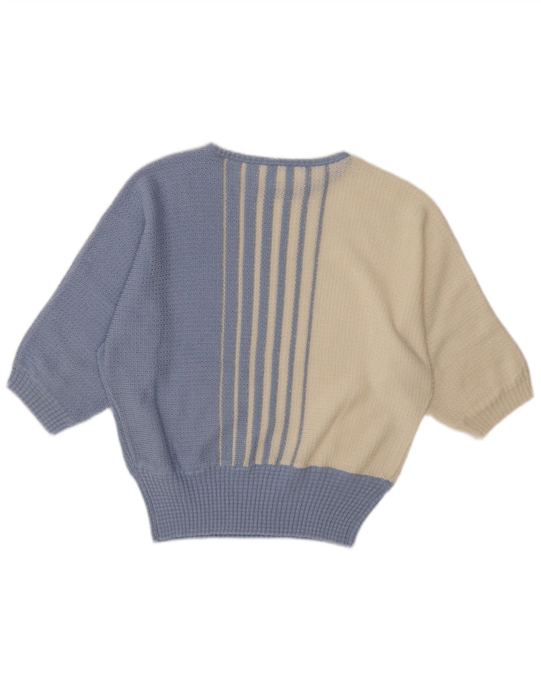 Maglione da donna VINTAGE con scollo a barca a pipistrello UK 10 piccolo a righe blu