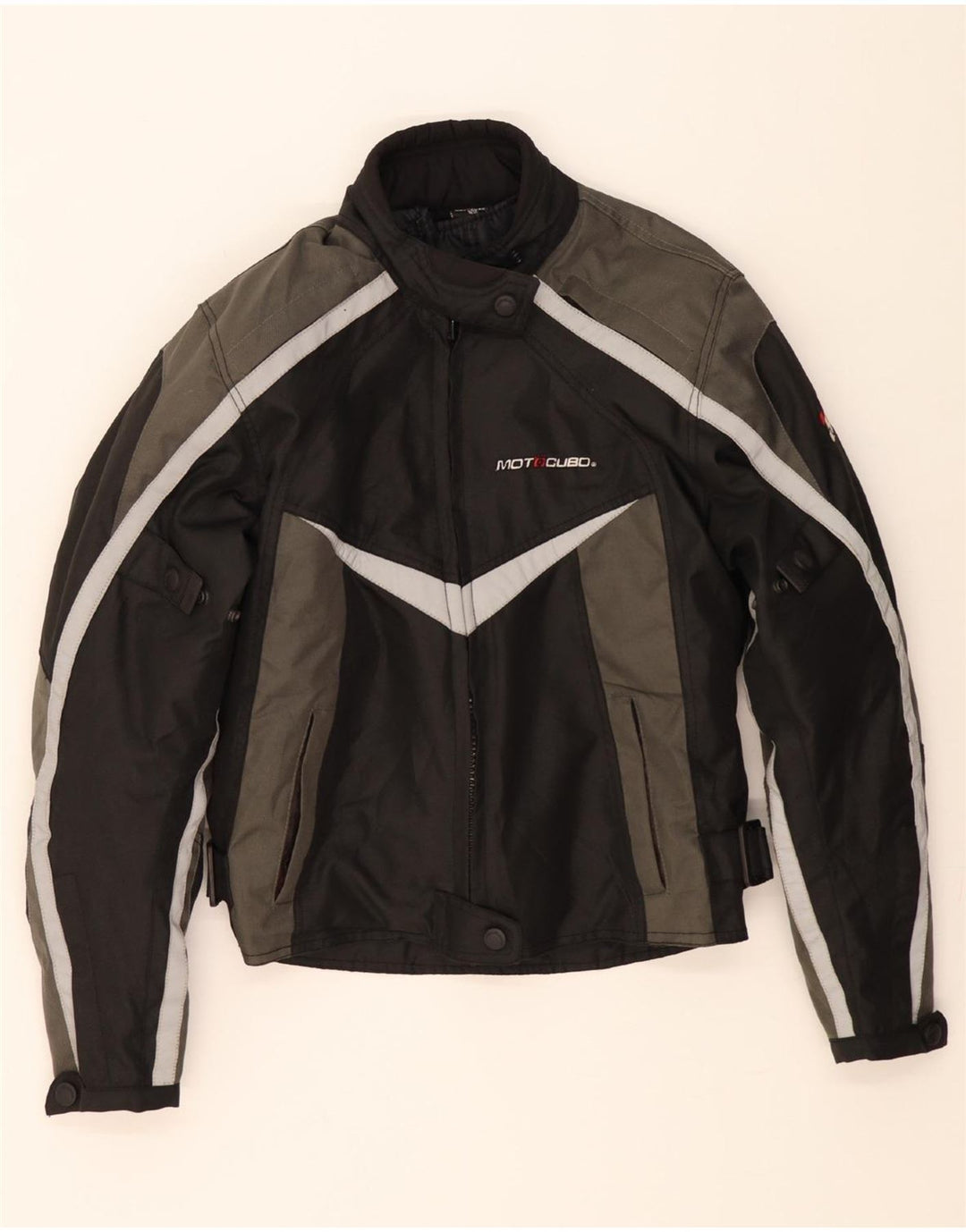 VINTAGE Womens Motorcycle Racer Jacket IT 42 Medium Grey Colourblock Vintage Vintage and Second-Hand Vintage from Messina Hembry 