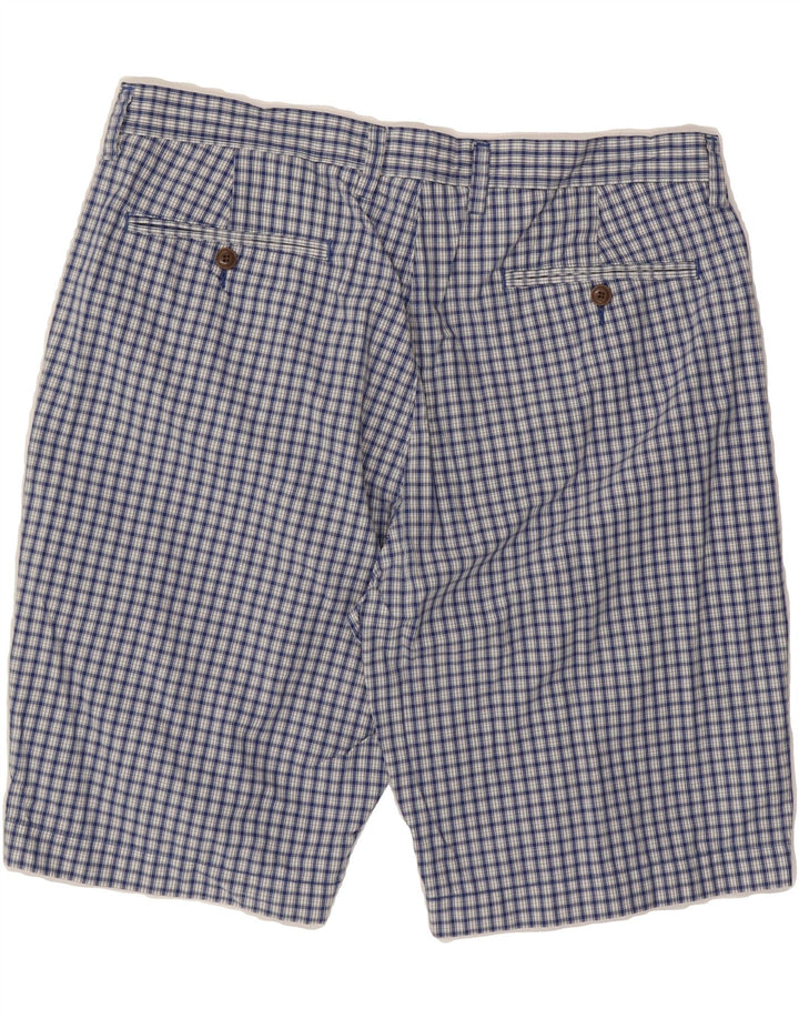 J. CREW Mens Chino Shorts W35 Large Navy Blue Check Cotton Vintage J. Crew and Second-Hand J. Crew from Messina Hembry 