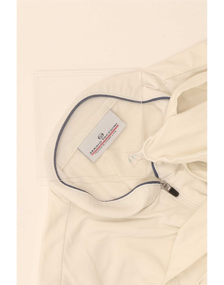 Sergio Tacchini Canottiera con Zip da Donna con Collo e Zip UK 14 Large Bianca