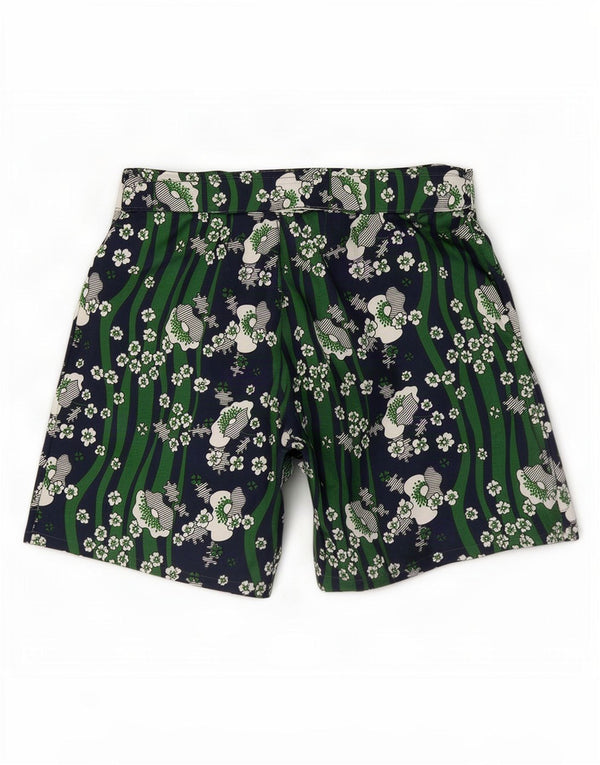 Pantaloncini vintage da donna W32 grandi fiori verdi
