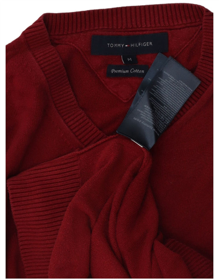TOMMY HILFIGER Maglione da uomo con scollo a V in cotone rosso medio