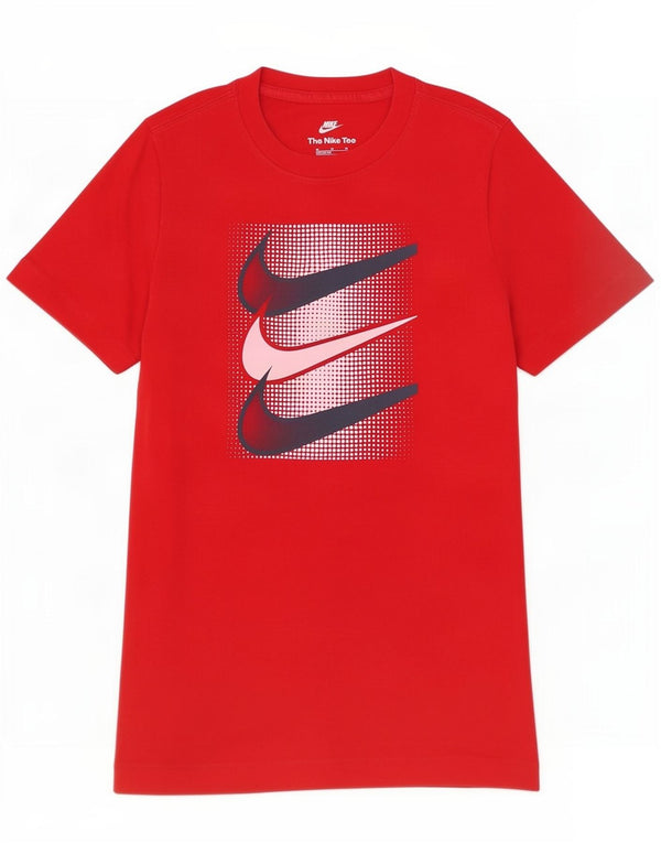 T-shirt grafica da ragazzo Nike Top 10-11 anni in cotone rosso medio
