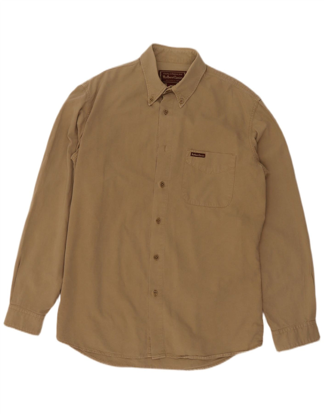 Camicia da uomo Marlboro Classics grande in cotone beige