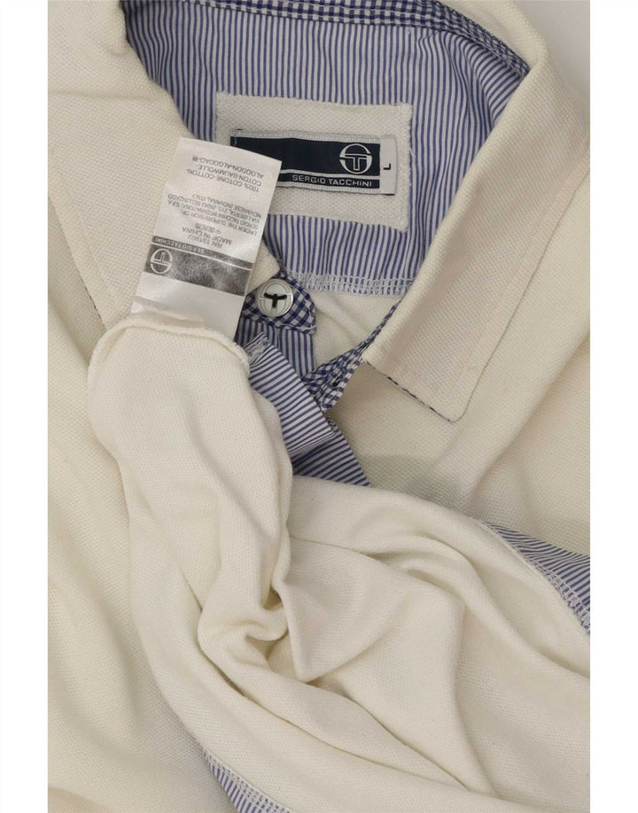 Polo Uomo Sergio Tacchini Maglia Grande in Cotone a Righe Bianche