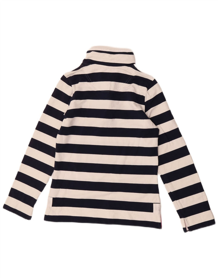 Joules Felpa da Donna con Collo a Bottoni Maglione UK 8 Small Blu Navy a Righe
