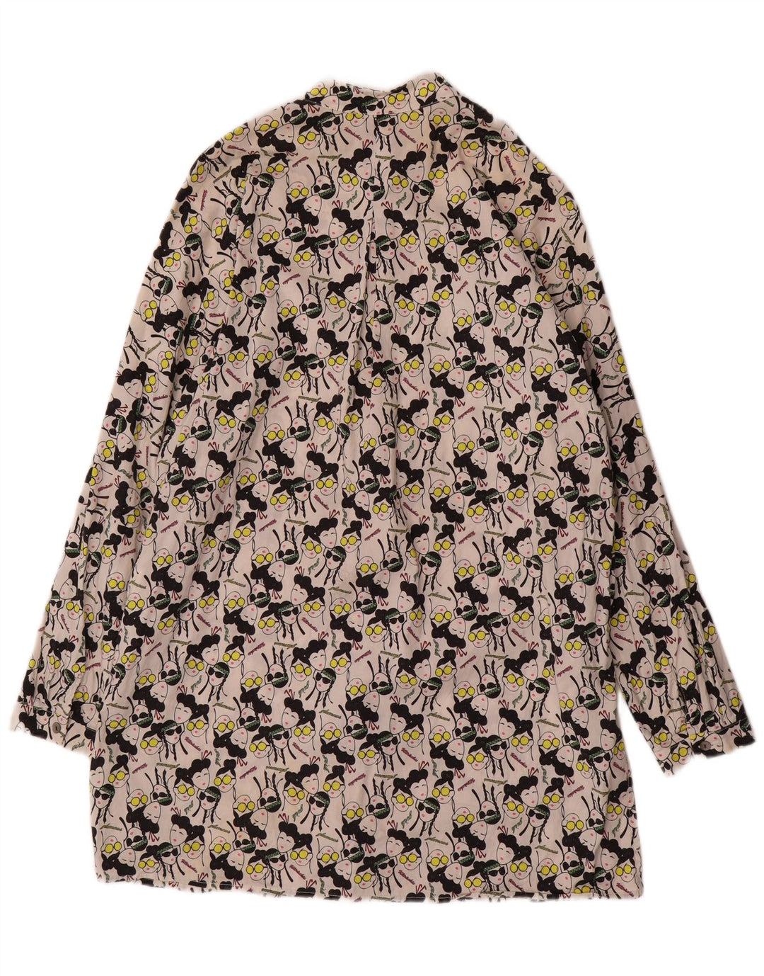Abito chemisier grafico da donna vintage IT 42 cotone bianco medio