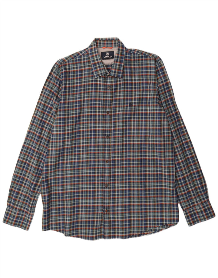 Camicia elasticizzata da uomo Lerros XL a quadri blu navy