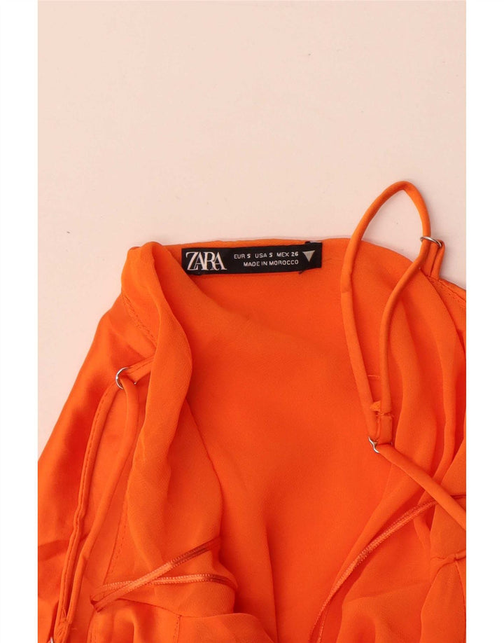 Abito sottoveste da donna Zara UK 8 piccolo poliestere arancione