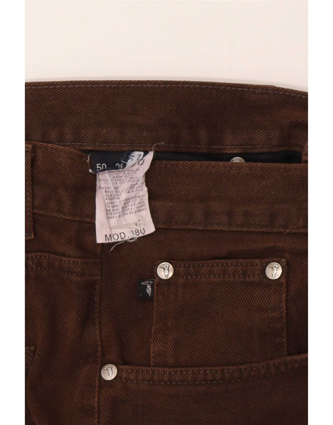 Jeans Straight Uomo Trussardi W34 L30 Cotone Marrone