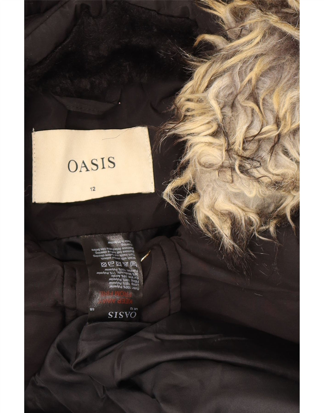 Cappotto imbottito con cappuccio da donna OASIS UK 12 medio poliestere nero