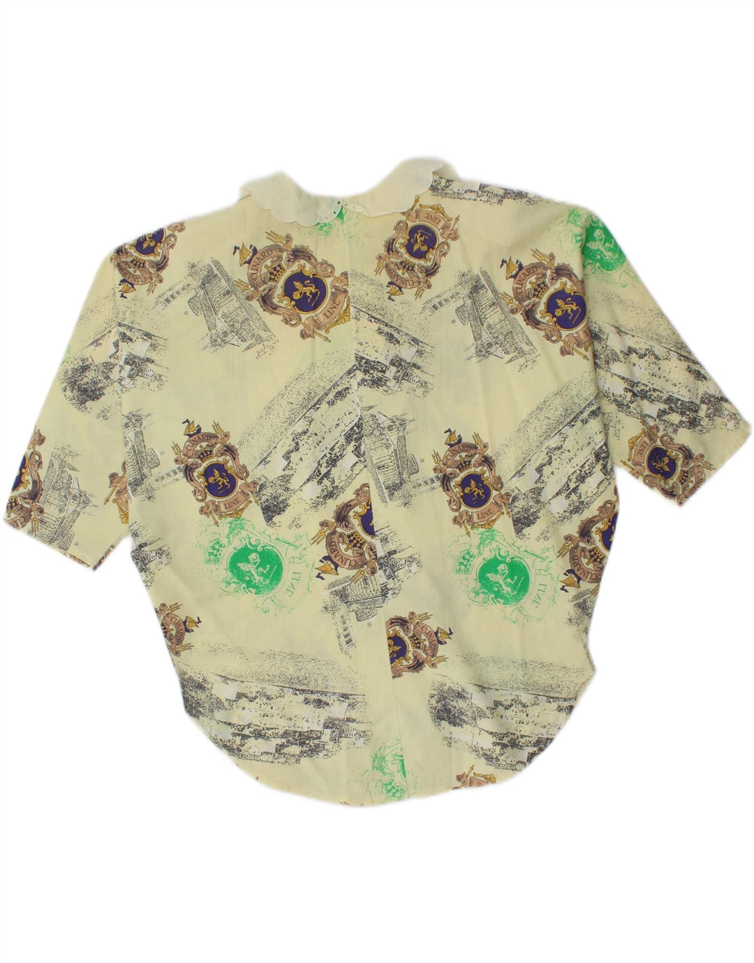 VINTAGE Womens Overshirt Abstract Pattern Blouse Top UK 10 Small Yellow