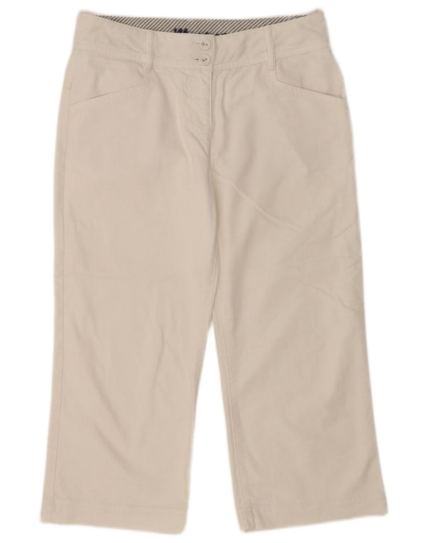 MONSOON Womens Straight Capri Trousers UK 10 Small W29 L21 White Cotton