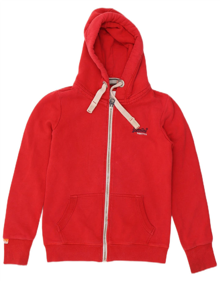 Maglione con cappuccio e zip da uomo Superdry piccolo in cotone rosso