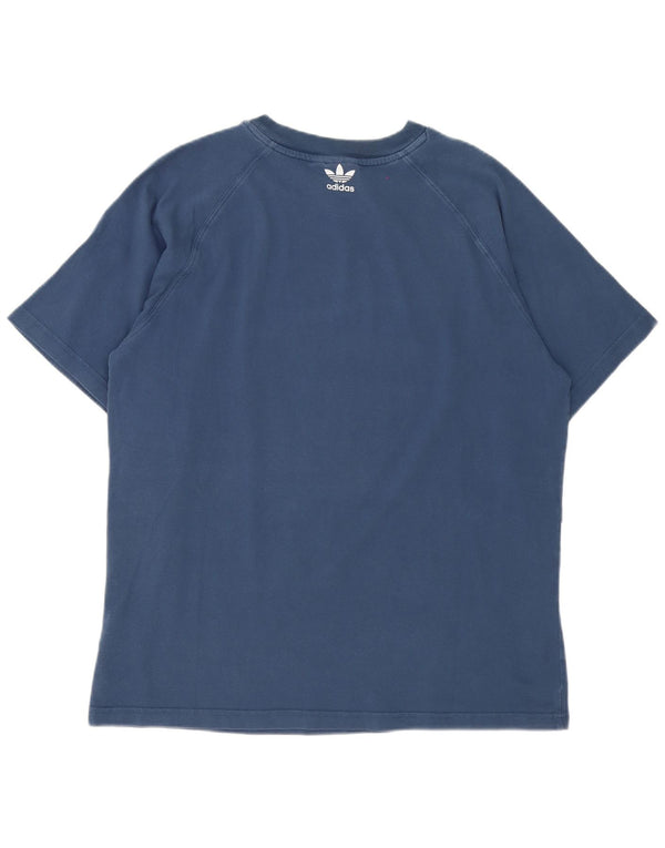 T-shirt grafica da uomo Adidas Top in cotone blu medio