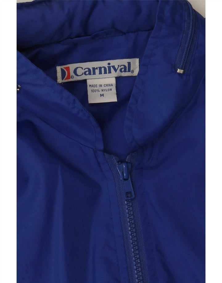 Giubbotto bomber con cappuccio vintage da uomo UK 38 nylon blu medio