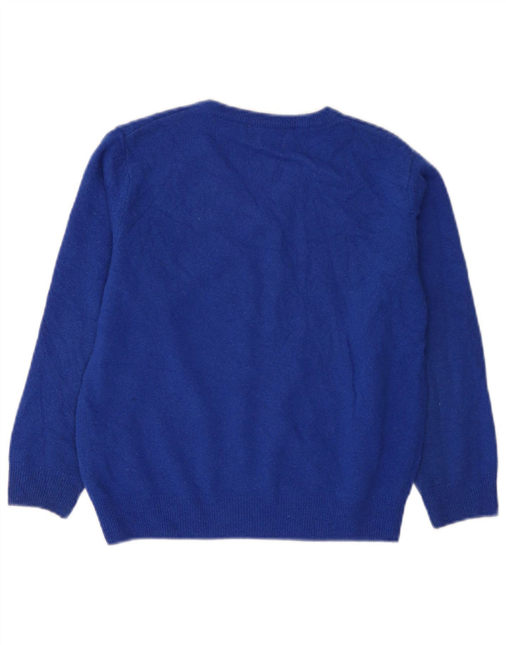 Maglione Kappa Ragazzi con scollo a V 7-8 anni Blu medio in lana d'agnello