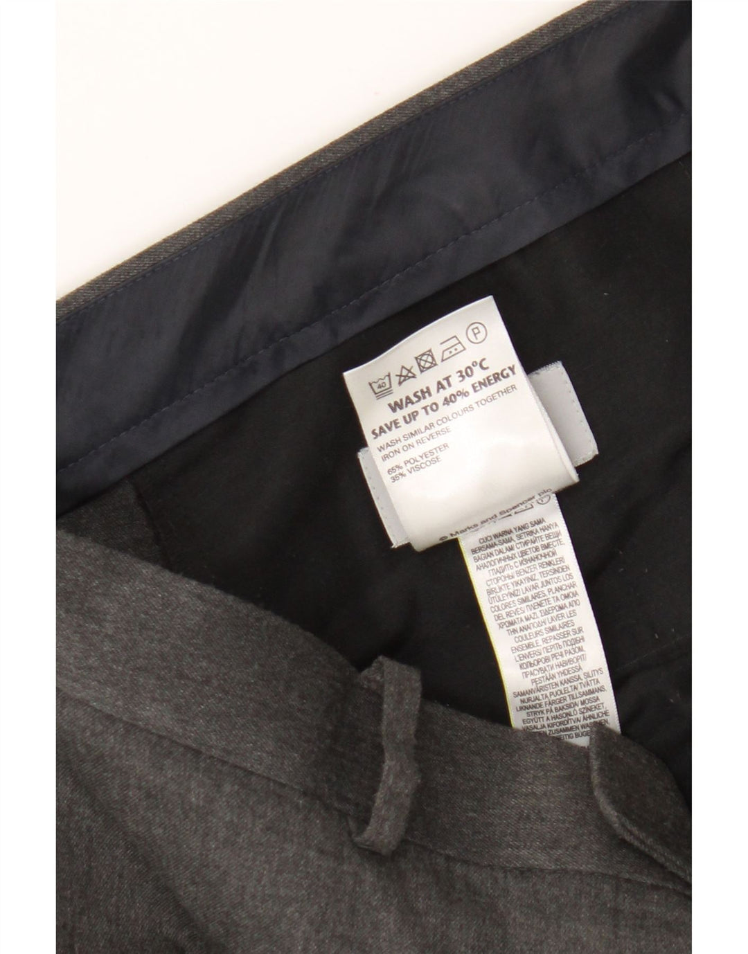 Pantaloni chino slim fit da uomo Marks & Spencer W38 L31 poliestere grigio