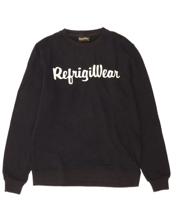 Refrigiwear Felpa grafica da uomo Maglione grande cotone nero
