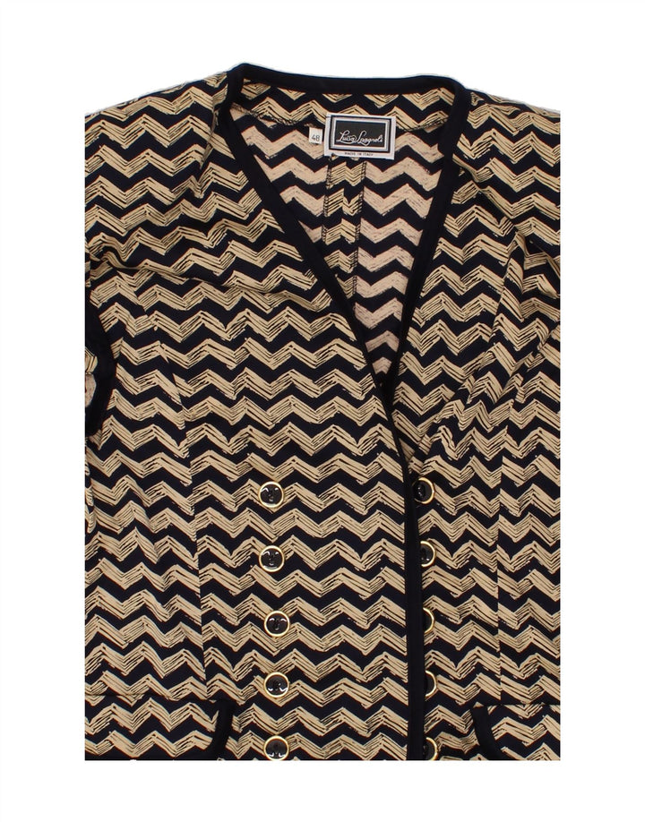 LUISA SPAGNOLI Womens Short Sleeve Blazer Jacket IT 48 XL Beige Chevron Vintage Luisa Spagnoli and Second-Hand Luisa Spagnoli from Messina Hembry 