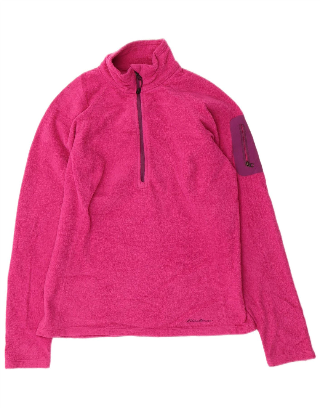 EDDIE BAUER Maglione in pile da donna Polartec con collo a zip UK 10 piccolo rosa