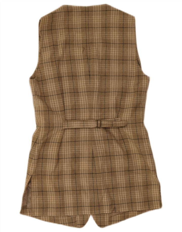 Stefanel Gilet Lungo da Donna IT 42 Medium Verde a Quadri in Cotone